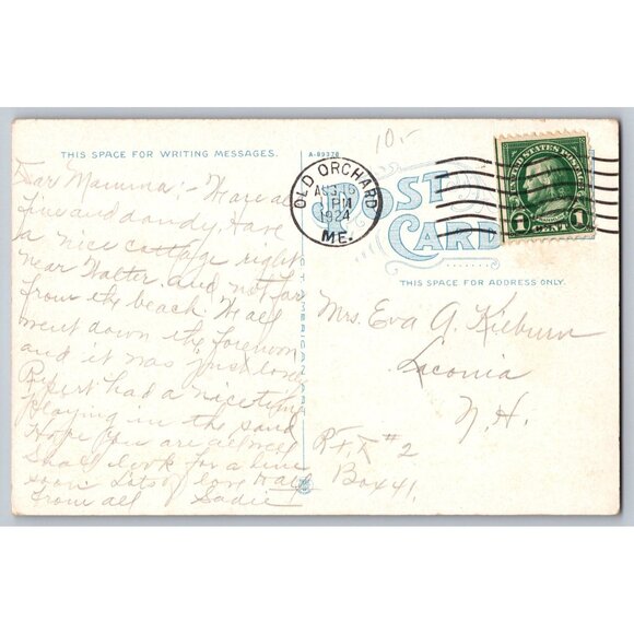 Postcard Posted 1924 Maine Roller Coaster & Whip Old Orchard Beach #709 - Picture 2 of 2